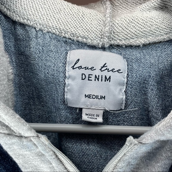 ACID WASHED DENIM JACKET DOUBLE LAYERED GREY HOOD - Picture 4 of 4